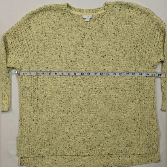 J.Jill women's yellow marbled sweater, 3/4 sleeve ribbed pullover, size S petite - Picture 3 of 7